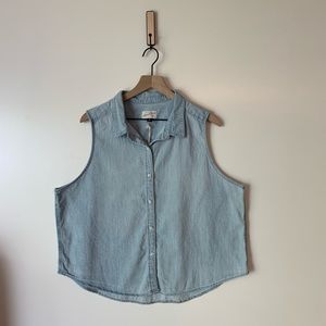 Light Denim Chambray Button Front Tank Top XXLarge